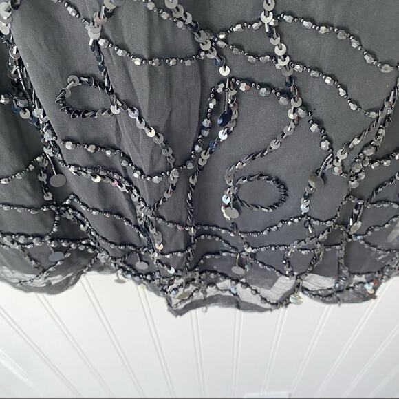 NiteLine Vintage Black Sequin Beaded Party Y2K Mini Dress size 6 - Picture 4 of 8